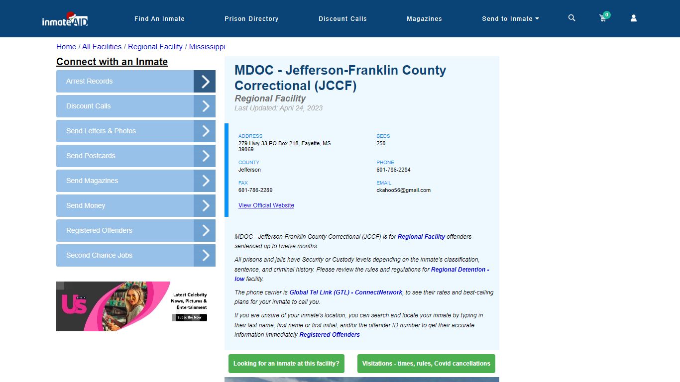 MDOC - Jefferson-Franklin County Correctional (JCCF) - Inmate Search ...
