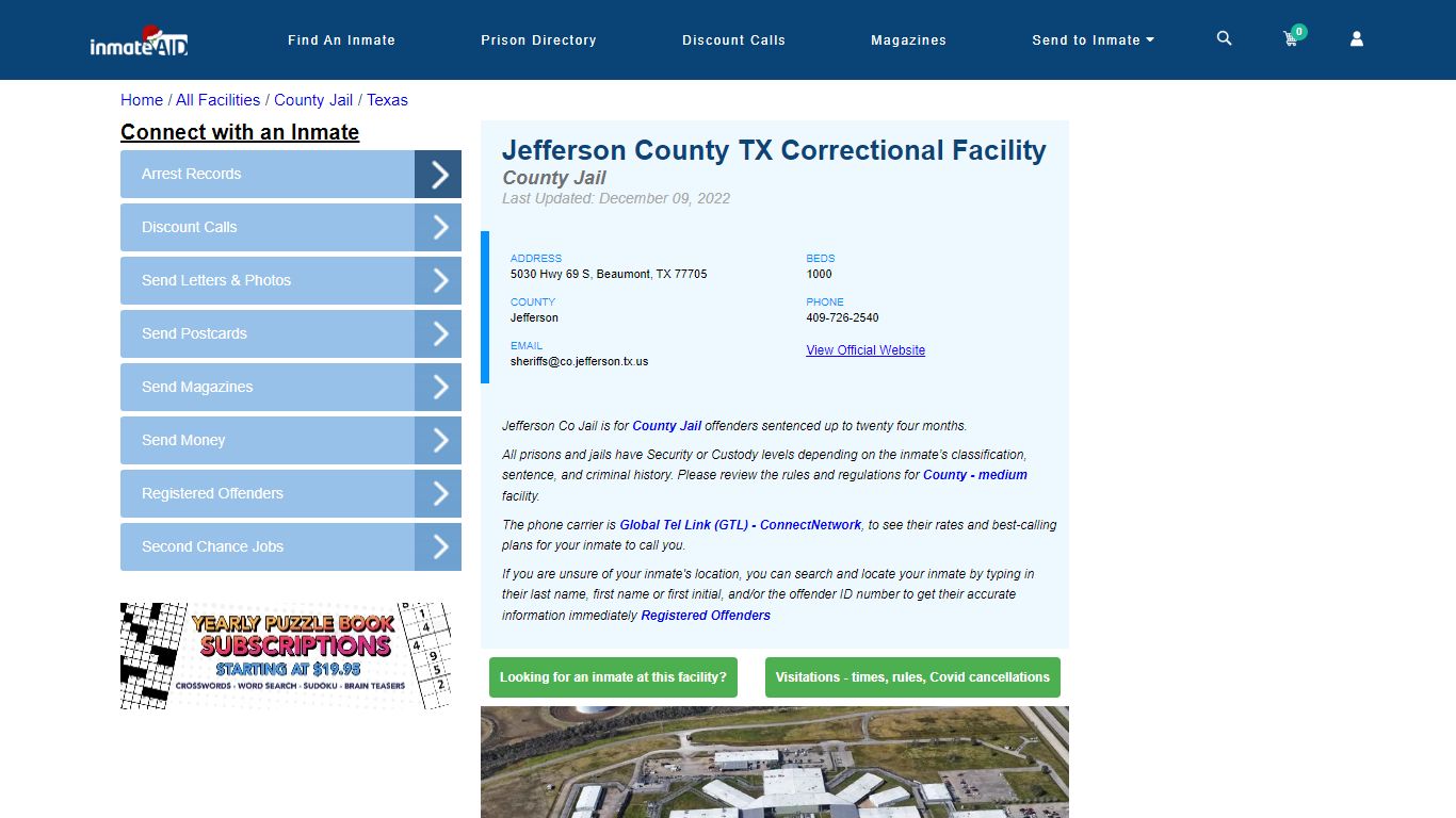 Jefferson County TX Correctional Facility - Inmate Locator - Beaumont, TX